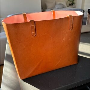 Mansur Gavriel Large Tote in Natural Leather / Pink